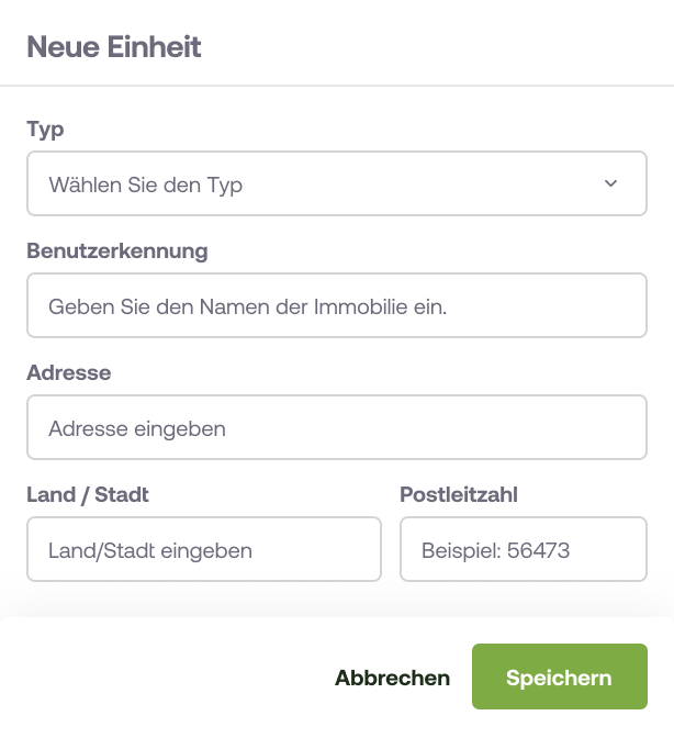 Immobilie anlegen